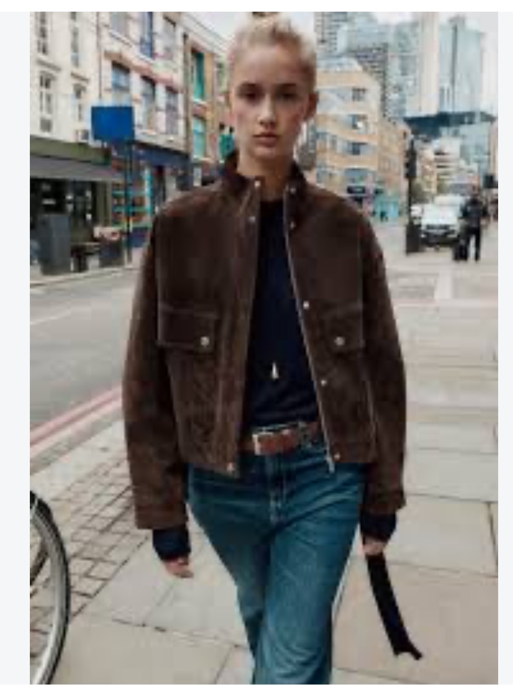 Zara Suede Leather Bomber Jacket size Medium Limited Edition